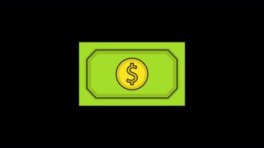 Nakit ödeme simgesi animasyonu. Alfa Kanalı ve Şeffaf Arkaplan ile 4k Canlandırma