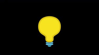Ampul Simgesi Canlandırması. Alfa Kanalı ve Şeffaf Arkaplan ile 4k Canlandırma
