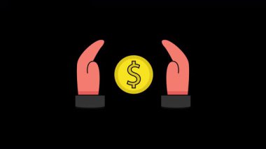 Mali Destek Simgesi Canlandırması. Alfa Kanalı ve Şeffaf Arkaplan ile 4k Canlandırma