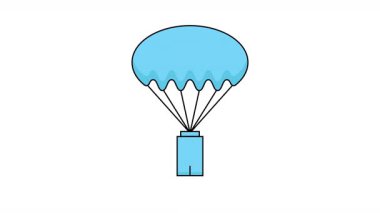 Batarya Simgesi Canlandırmalı Paraşüt. Alfa Kanalı ve Şeffaf Arkaplan ile 4k Canlandırma