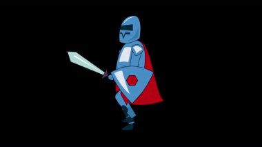 Çizgi film Mavi Şövalye Yürüyen 4k video elementleriniz ve diğerleri için uygundur..