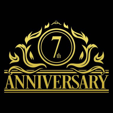 Lüks 7. Yıldönümü Logosu stok illüstrasyonu 7. Yıldönümü Vintage, Business, Celebration, Tören, Kutlama
