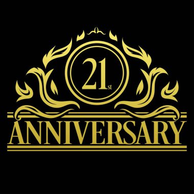 Lüks 21. Yıldönümü Logosu Stok İllüstrasyonu 21. Yıldönümü Vintage, Business, Celebration, Tören, Kutlama