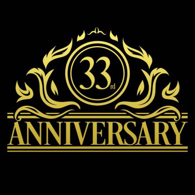 Lüks 33. Yıldönümü Logosu Borsa İllüstrasyonu 33. Yıldönümü Vintage, Business, Kutlama, Tören, Kutlama