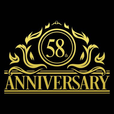 Lüks 58. Yıldönümü Logo illüstrasyon vektörü