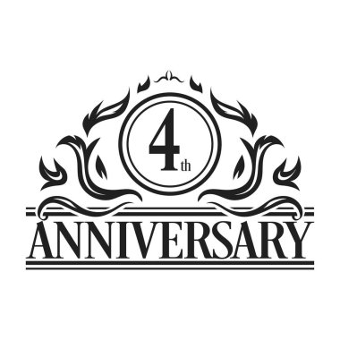 Lüks 4. Yıldönümü Logo illüstrasyon vektörü