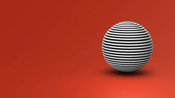 一个被纬度线切割的球 一个被平行切割的地球 全球变暖或环境破坏的抽象概念 火红的背景 3D渲染 — 图库照片