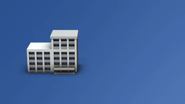 公共设施的微型模型 文字空间 警察局 公共大厅和市政厅等建筑物的外廊 3D渲染 凉爽的蓝色背景 大楼的外观 — 图库照片