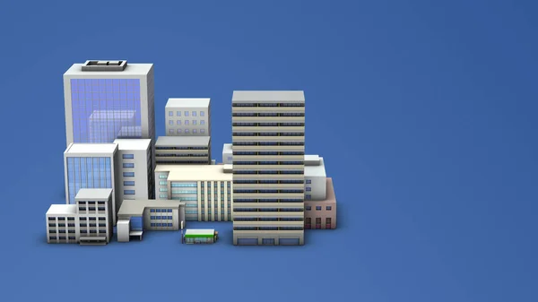 Miniaturen Dicht Besiedelter Städtischer Gebäude Hochhäuser Und Wolkenkratzer Das Äußere — Stockfoto