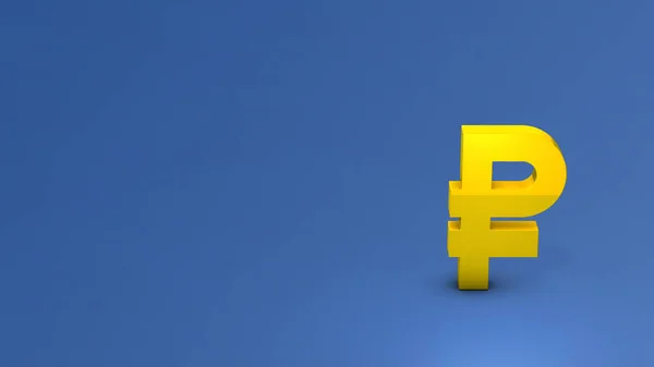 Ruble currency symbol. Economic and financial symbols. with text space. A symbol of financial stagnation and decline. 3D rendering. cool blue background.