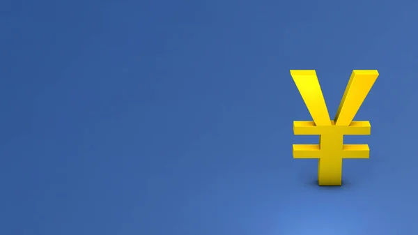 Yuan currency symbol. Economic and financial symbols. with text space. A symbol of financial stagnation and decline. 3D rendering. cool blue background.