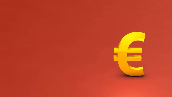 Euro currency symbol. Economic and financial symbols. with text space. Golden profit and wealth symbol. 3D rendering. hot red background.