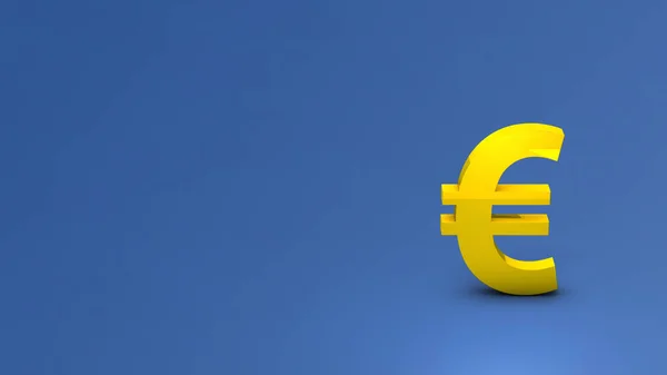 ユーロ通貨記号 金融のシンボル テキスト空間で 黄金の利益と富のシンボル 3Dレンダリング 冷たい青の背景 — ストック写真