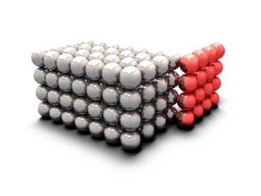 Örneklerden alınan olumlu tepki faktörleri. Bilimsel deney ve çıkarmayı temsil eden soyut bir kavram. 3 boyutlu görüntüleme. beyaz arkaplan.