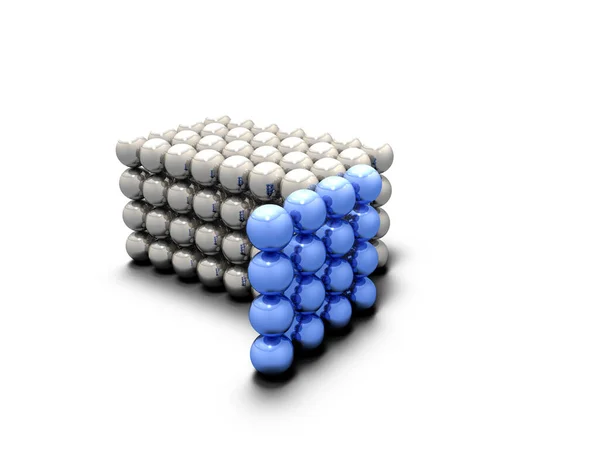 Estrutura Que Esferas Alinhadas São Cúbicas Uma Fileira Amostrada Deslizada — Fotografia de Stock