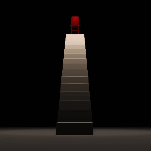 Ein Stuhl Der Spitze Einer Turmhohen Treppe Autorität Und Macht — Stockfoto