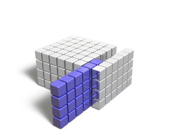 Blok sisteminden pozitif bir örnek çıkarıldı ve dışarı çıktı. Teftiş ve izolasyonu temsil eden soyut bir kavram. 3 boyutlu görüntüleme. beyaz arkaplan.