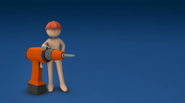 Abartılı, büyük bir tornavida. Cesaret ve potansiyel. Sanayi ve teknoloji. Güvenilir bir mühendisi temsil eden soyut bir kavram. Güzel mavi arka plan. 3B görüntüleme.