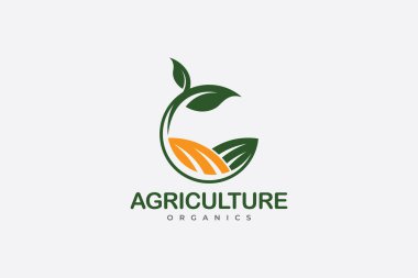 Büyüyen Bitki Modern Tarım Logosu Tasarımı Yeşil alan ve güneş