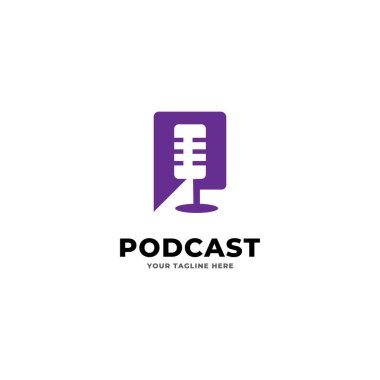 podcast logo vektör şablonu 