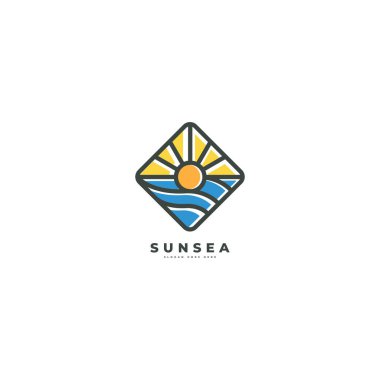 Otel ve turist logosu için deniz güneşi vektör şablonu