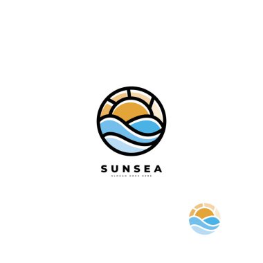 Otel ve turist logosu için deniz güneşi vektör şablonu