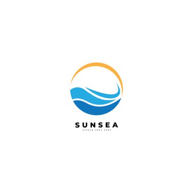 Otel ve turist logosu için deniz güneşi vektör şablonu