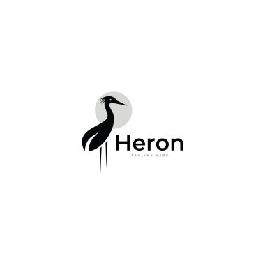 Heron logo hayvan vektör şablonu