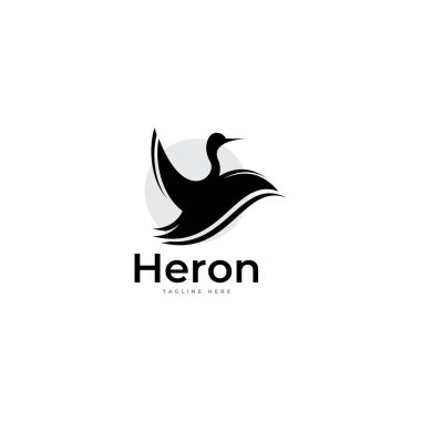 Heron logo hayvan vektör şablonu