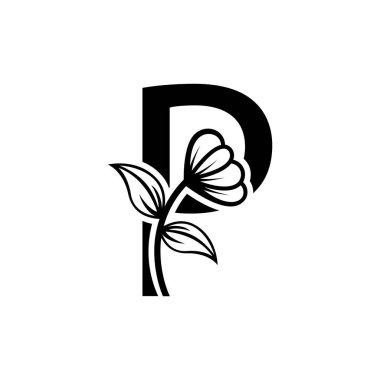 çiçek harfi logo vektör şablonu