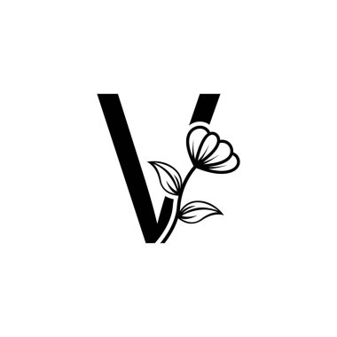 çiçek harfi logo vektör şablonu