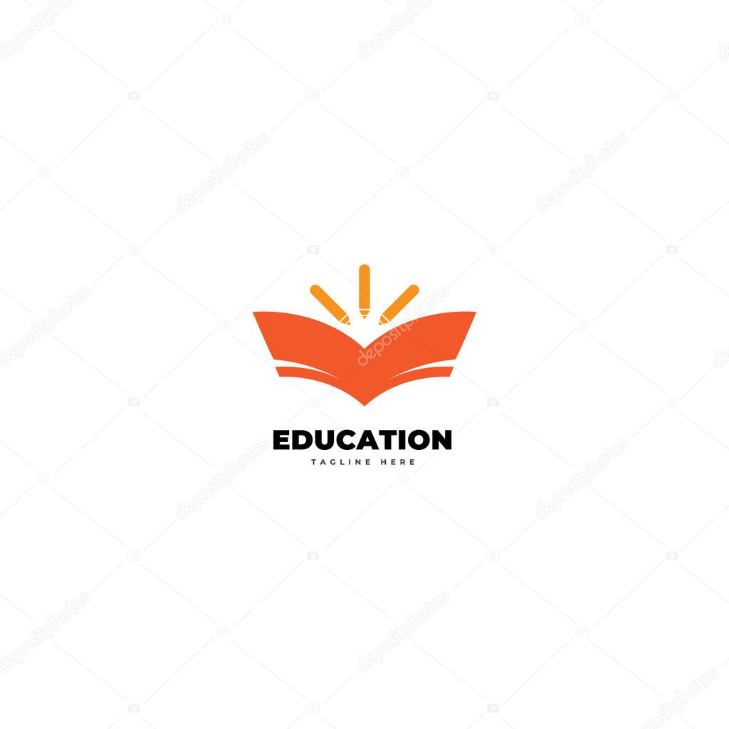 Book pencil education logo vector template