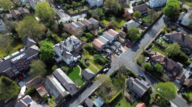 Oxton, İngiltere 'deki kentsel evlerin hava görüntüsü..