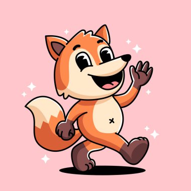 Şirin tilki çizgi film vektör çizim