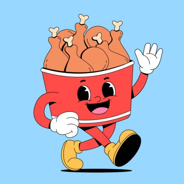 Şirin çizgi film tavuk maskotu vektör çizimi