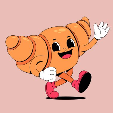 Mavi gökyüzünün arka planında büyük turuncu bir miğferi olan sevimli, mutlu, turuncu robot karakter.