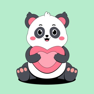 Mutlu panda. Şirin panda. Hayvan. çizgi film vektör illüstrasyonu.