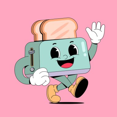 sevimli komik çizgi film robot karakteri. vektör karikatür çizimi.