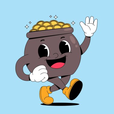 Siyah eldivenli şirin siyah patates çizimi.