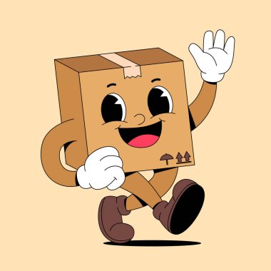 Kahverengi ve beyaz teslimatçıların olduğu mutlu bir çizgi film..