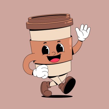 Tatlı kahve fincanı karakteri. vektör illüstrasyonu