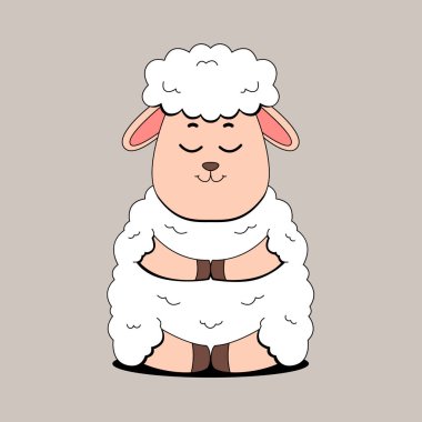 Sevimli koyun karikatür. Vektör çizim