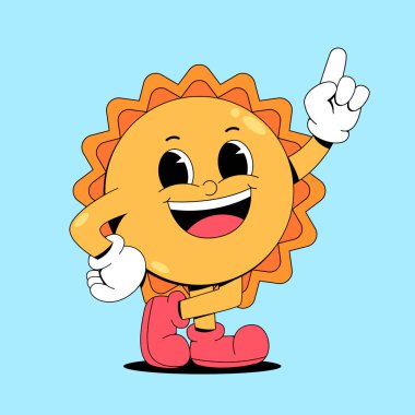 Sevimli çizgi film güneşi el sallıyor