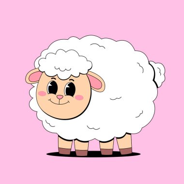 koyun çizgi film dizaynı mavi üzerine