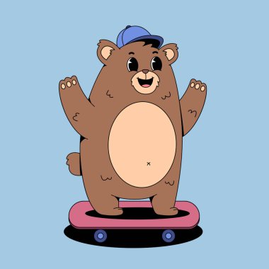 Kaykaylı sevimli çizgi film ayısı.