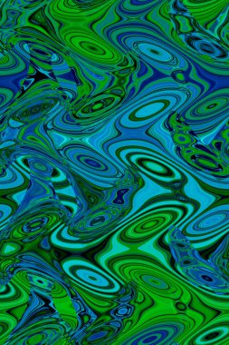 Abstract blue-green background, psychedelic pattern with beautiful smooth lines.
