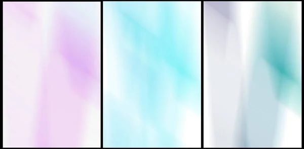 Abstract lilac-blue watercolor background of straight lines to advertise cosmetic products. Gradient. Long banner, set of 3 vertical images