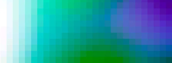 Long banner. Blue green gradient background, pixel mosaic tile. copy space