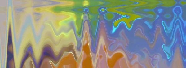 Long Banner Abstract Clouded Yellow Blue Orange Background Psychedelic Pattern — Stock Photo, Image