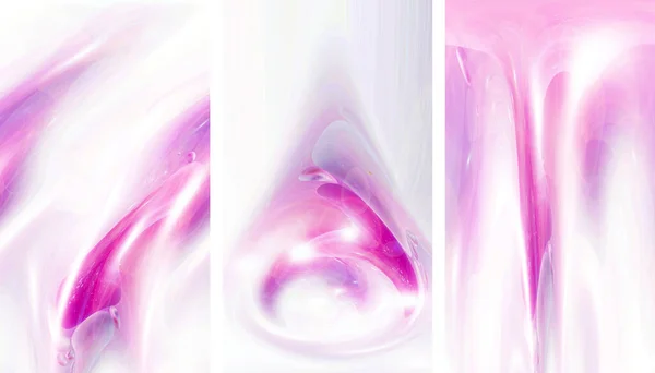 Abstract pink lilac blurred background with len flare effect. gradient, bokeh. Unusual backgrounds for stories, set of 3 images, blur and selective focus